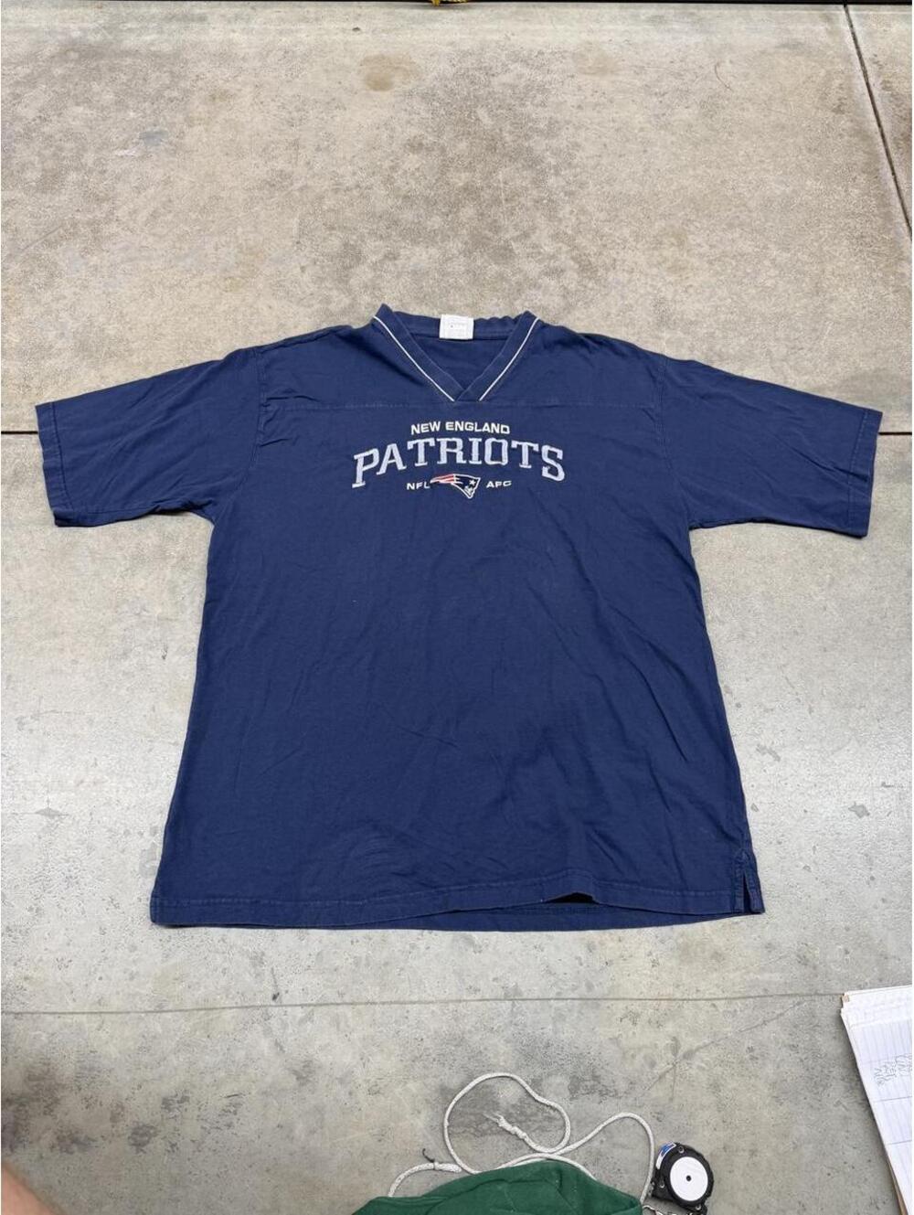 vintage new england patriots navy spell out shirt size xl